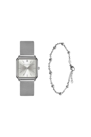 Set Quartz Horloge en Stalen Horlogeband - Zilverkleurig