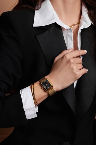 Montre à quartz en acier et diamant Elene