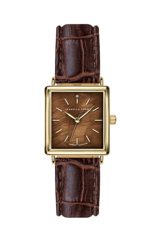 Montre à quartz en cuir, nacre et diamant Marie Rose