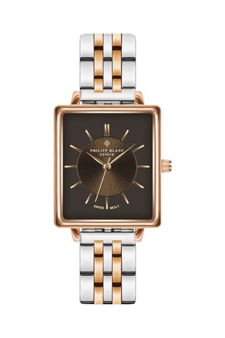 Montre à quartz en acier - Argenté et doré rose