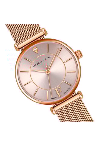 Set Stalen Quartz Horloge, diamanten en oorbellen Sophia