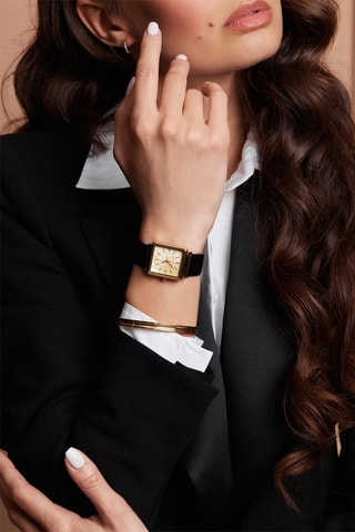 Montre à quartz en cuir, nacre et diamant Gisèle