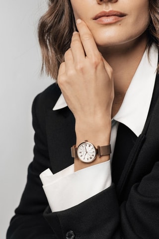 Montre à quartz en acier et diamant Victoria