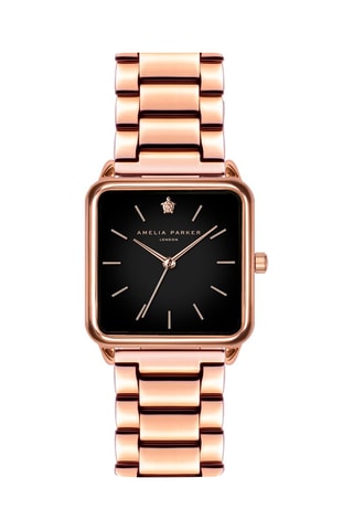 Montre à quartz en acier - Doré rose et noir