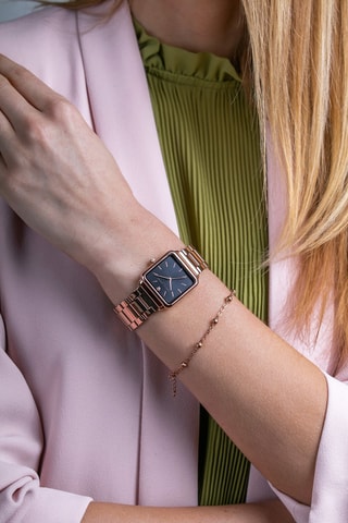 Montre à quartz en acier - Doré rose et noir