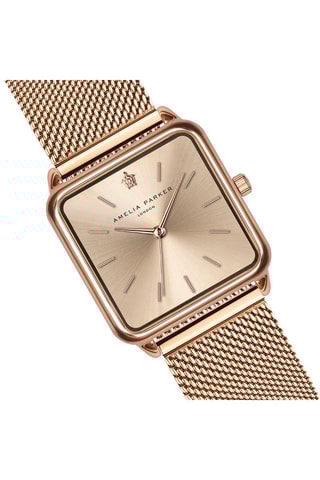 Montre à quartz en acier Gold Plaza - Doré rose