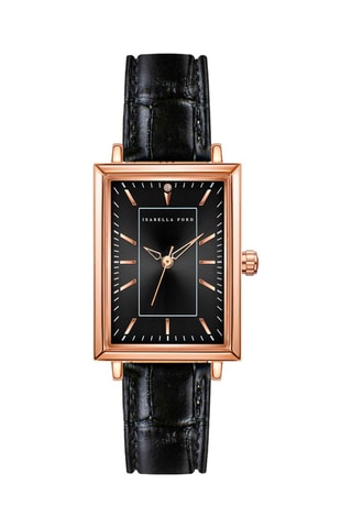 Leren Quartz Horloge met Diamant Odette