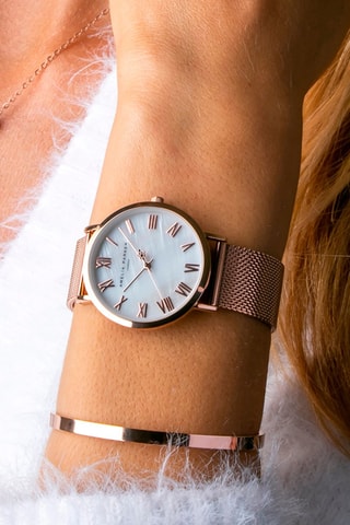 Set Quartz Horloge en stalen armband Petite Blue- Goudkleurig en Blauw