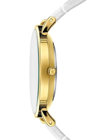 Leren en Parelmoer Quartz Horloge- Wit en Goudkleurig