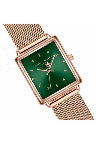 Montre à quartz en acier Joyful Journey - Doré rose et vert