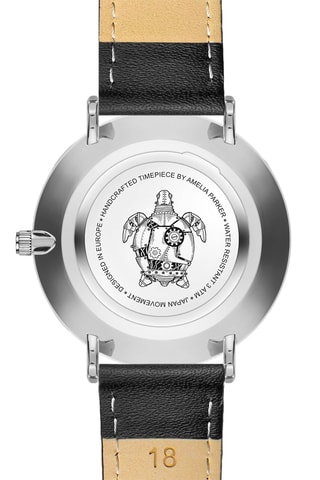 Leren Quartz Horloge met parelmoer Oyster- Zwart