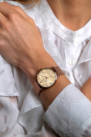 Montre à quartz en acier et nacre Doré rose