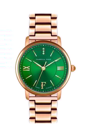 Montre à quartz en acier et diamant Elisabeth