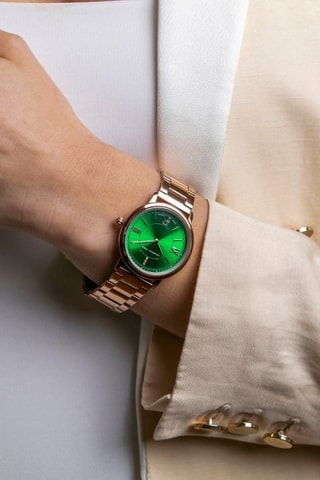 Montre à quartz en acier et diamant Elisabeth