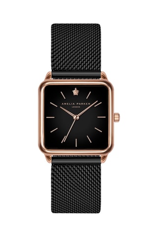 Montre à quartz en acier Night Plaza - Doré rose et noir