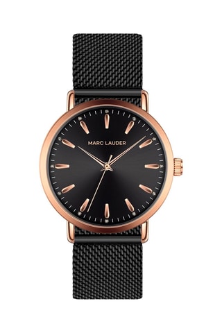 Montre à quartz en acier Bologna Noir et doré rose