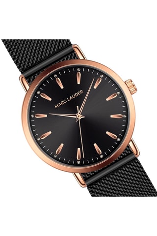 Montre à quartz en acier Bologna Noir et doré rose