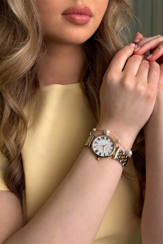 Montre à quartz en acier Elodine - Argenté et doré