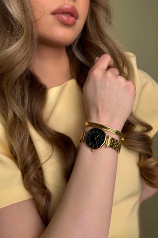 Set Quartz Horloge en Stalen Open Armband