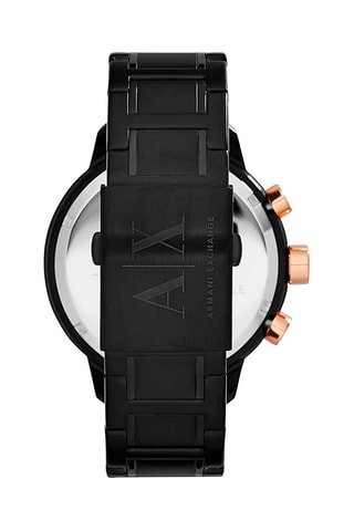 Orologio al quarzo in acciaio - Nero e dorato rosa - Cronografo