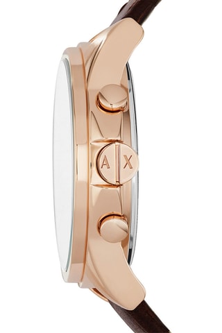 Orologio al quarzo in pelle - Marrone e dorato rosa - Cronografo