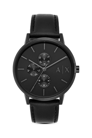 Orologio al quarzo in pelle - Nero - Cronografo