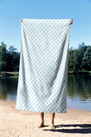 Serviette de plage réversible - Bleu cobalt - 70 x 130 cm