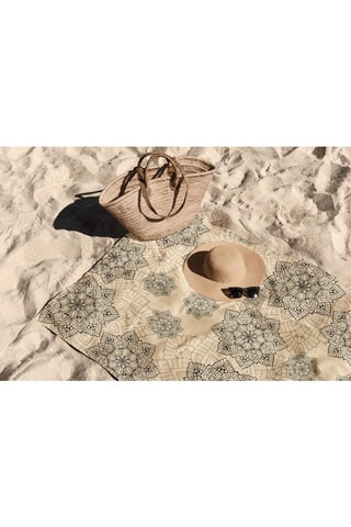 Serviette de plage réversible - Beige et gris - 70 x 130 cm