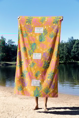 Serviette de plage réversible - Orange et bleu canard - 70 x 130 cm