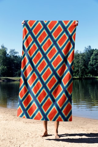 Serviette de plage réversible - Rouge - 70 x 130 cm