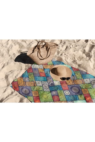 Serviette de plage réversible - Bleu cobalt et orange - 90 x 150 cm