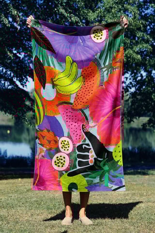 Serviette de plage réversible - Violet - 90 x 150 cm