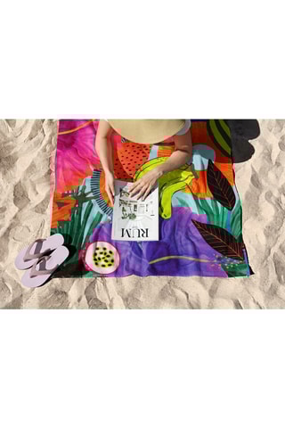 Serviette de plage réversible - Violet - 90 x 150 cm
