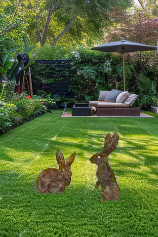 2 décorations de jardin - 37 x 35/56 x 24 cm - Marron