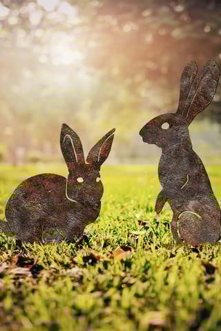 2 décorations de jardin - 37 x 35/56 x 24 cm - Marron