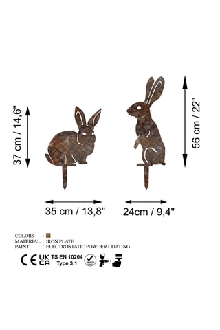 2 décorations de jardin - 37 x 35/56 x 24 cm - Marron