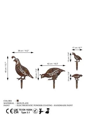 4 décorations de jardin - 10 x 17 à 40 x 36 cm - Marron