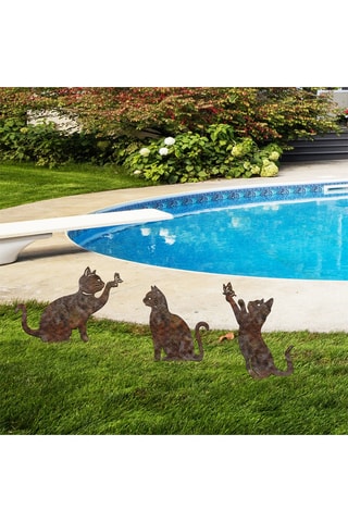 3 décorations de jardin - 30 x 43/30 x 26/40 x 28 cm - Marron