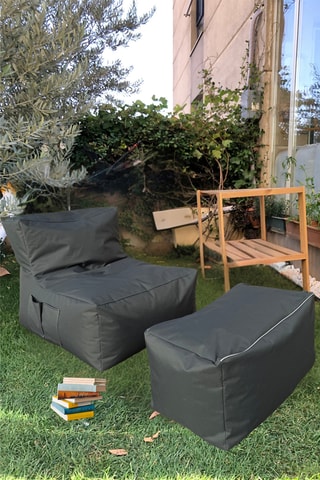 2 poufs - Gris foncé - En polyester