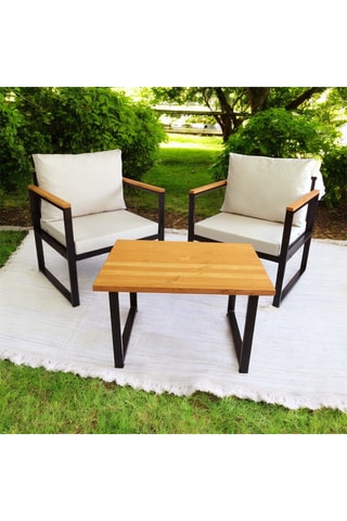 Ensemble de jardin en lin, bois et pin - 2 places