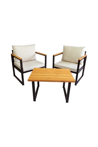 Ensemble de jardin en lin, bois et pin - 2 places