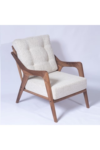 Salon de jardin en noyer - 4 places - Tissu chenille