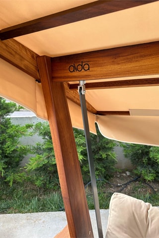 Balancelle de jardin avec auvent en bois d’iroko - 3 places - 235 x 195 x 117 cm