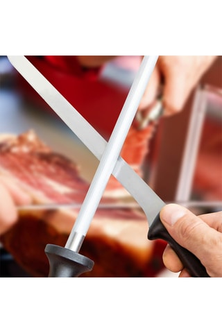 Faca e afiador em aço inoxidável