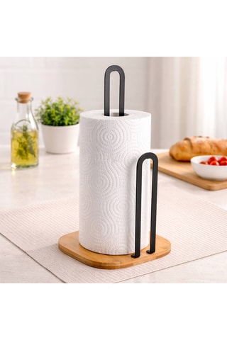 Dispensador de papel de cozinha em bambu - 31 x 16 x 16 cm