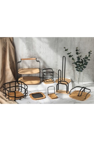 Suporte de toalhas em bambu - 6,5 x 20 x 20 cm