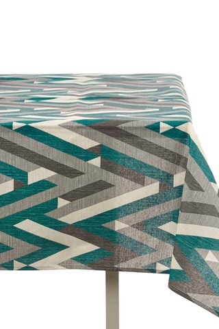 Toalha de mesa retangular - Cinzento e azul-pato