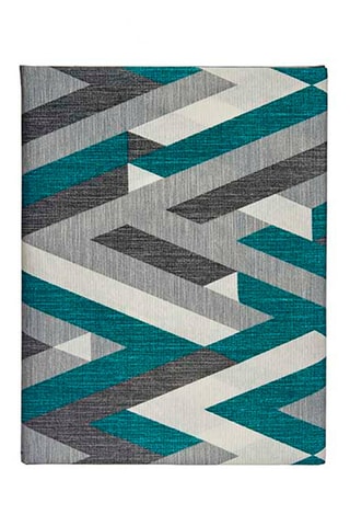 Toalha de mesa retangular - Cinzento e azul-pato