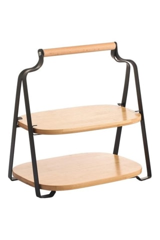 Prateleira de 2 níveis em madeira - 26 x 28 x 20 cm