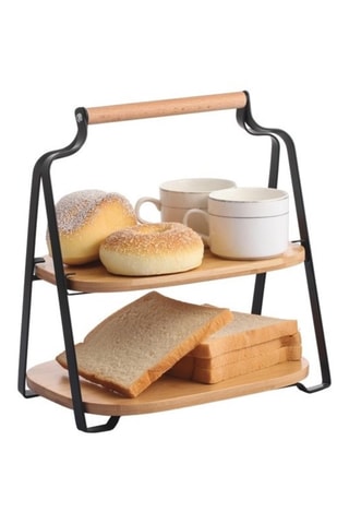 Prateleira de 2 níveis em madeira - 26 x 28 x 20 cm